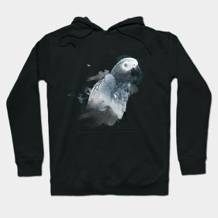 Aquarell Splatter African Grey Parrot Hoodie